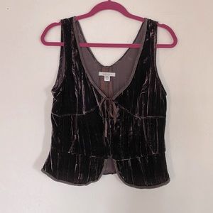 Chocolate velvety vest by Intuitions.